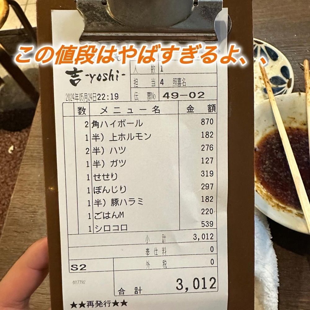 ゆうじ/名古屋の美味いもん😋さんが投稿した吉-yoshi-（ヨシ）に関する口コミの画像