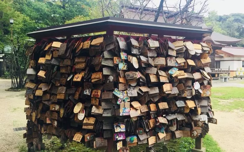 大洗磯前神社の本殿に行くと、 『ガールズ&パンツァー』の看板が! 2枚目