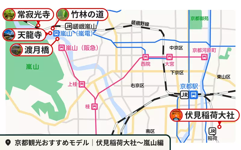 2. 京都らしさを満喫したいモデルコース(伏見稲荷大社~嵐山編) 1枚目