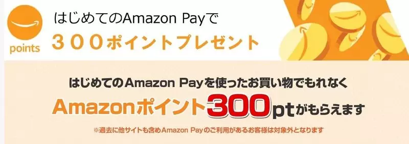 初めてのAmazon Pay利用で300p付与 1枚目
