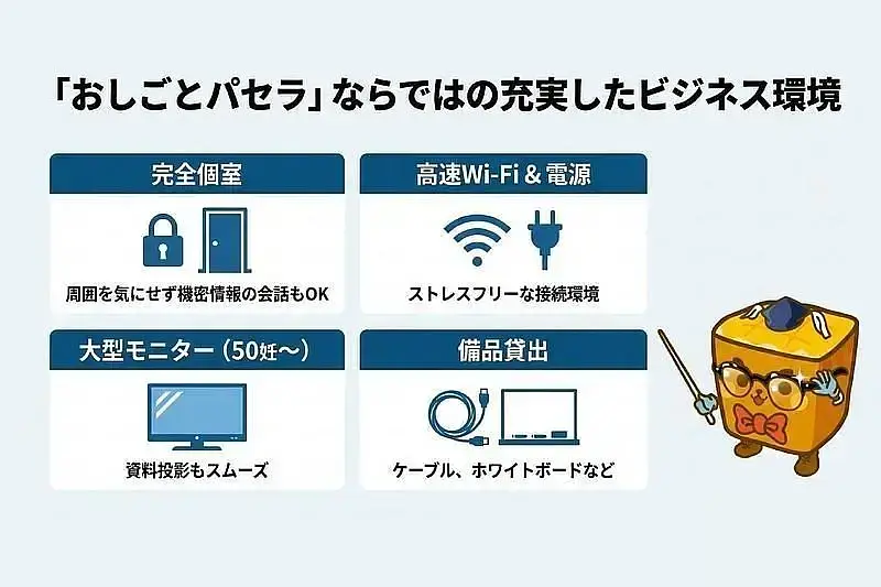 시부야에서 대여 회의실을 찾는다면 『오시모토 파세라 시부야점』! 회의에서 건배까지 이동 제로의 새로운 정평の画像